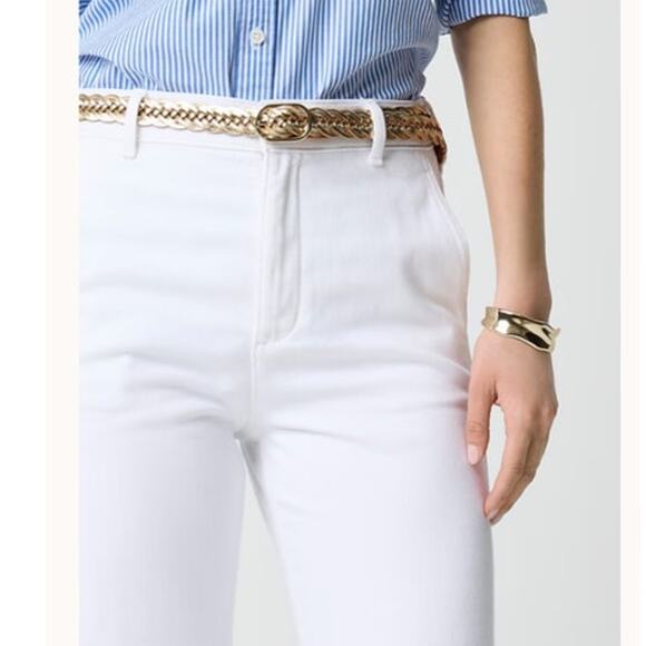 NWT J. Crew Wide Leg White Drapey Denim Trouser Size 29 - Picture 2 of 11